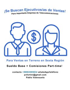 Se Busca Ejecutivos/as de Venta en Terreno Part-Time